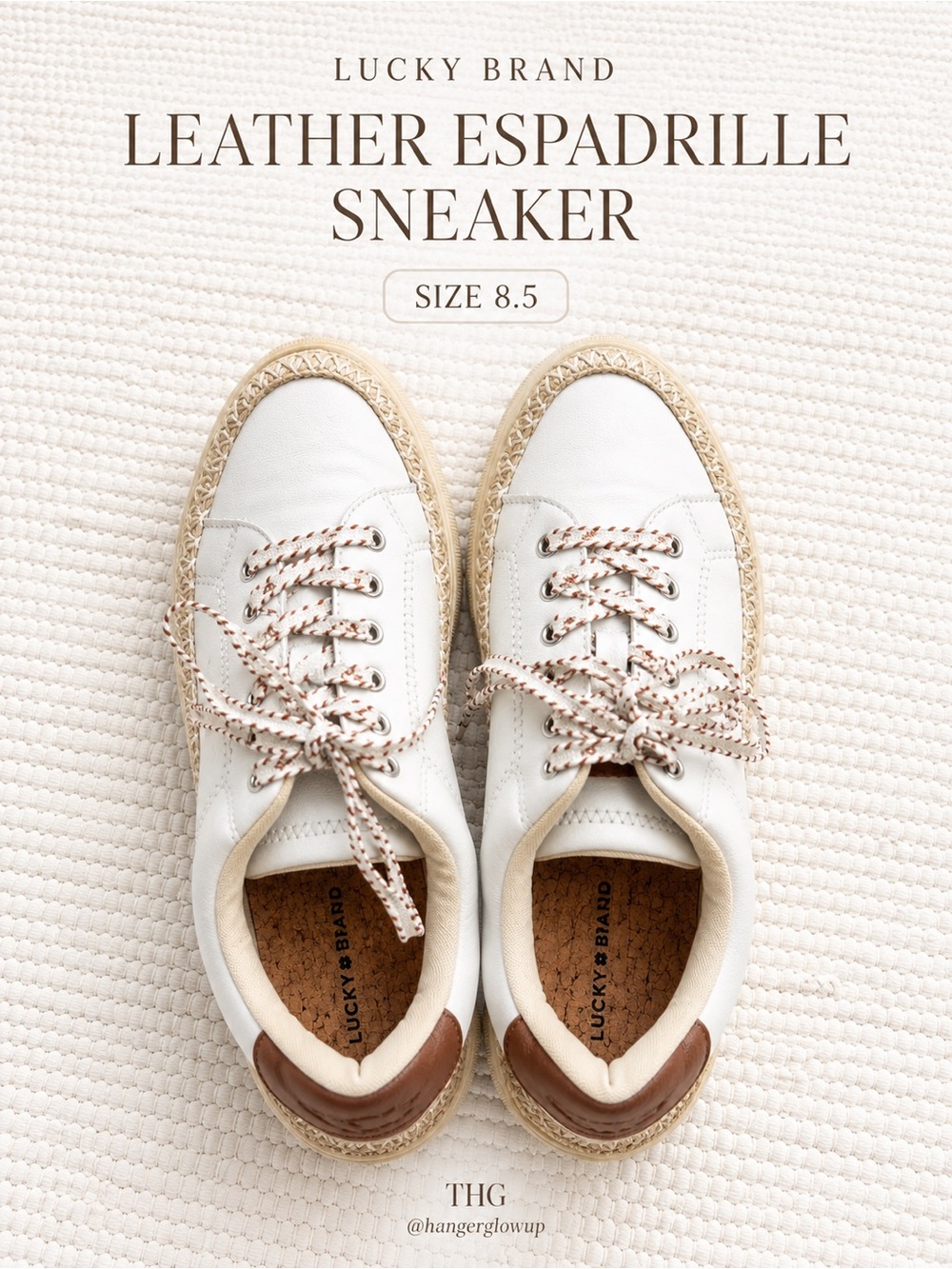 Lucky Brand Cheynas Leather Espadrille Platform Sneakers Size 8.5